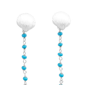 Gioielli Orecchini Orecchini chandelier Orecchini pendenti in costume vintage Mid Century con finto torquoise e perle leggeri 